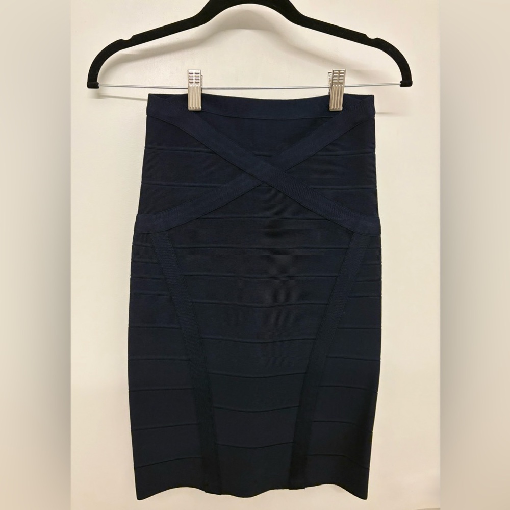 Herve Leger Dark Blue Bandage Skirt